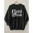 thumbnail image 3 of Women Christian Sweatshirt Faith Over Fear Graphic Shirt Casual Crew Neck Top, 3 of 7