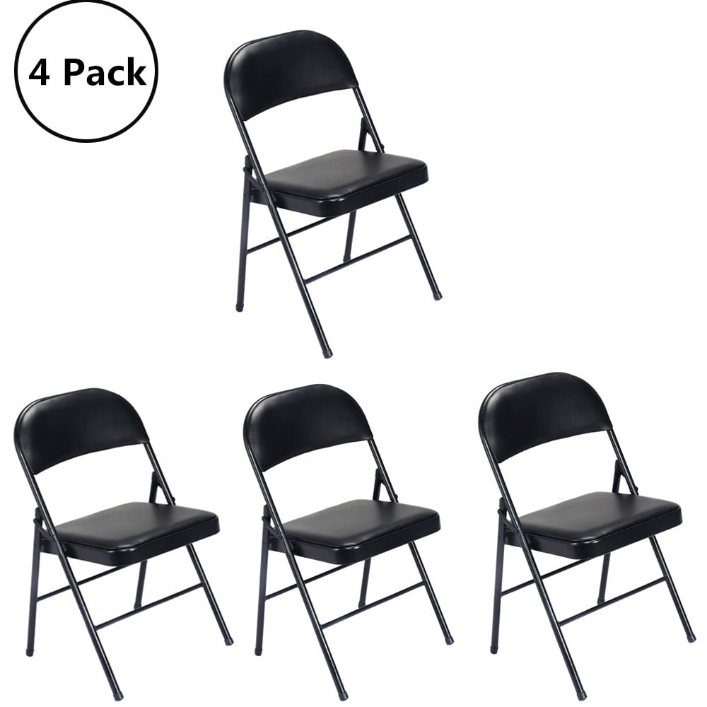 black cushioned folding chairs