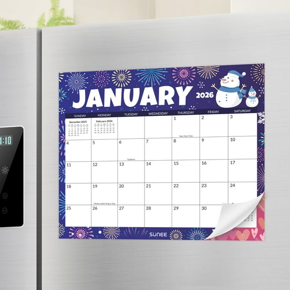 SUNEE 2026 Magnetic Calendar – 13.5"x11.5" Fridge Calendar Planner from Oct. 2025 to June. 2027, 21-Month Refrigerator Calendar Pad with Strong Magnet for Kitchen, Home, or Family Use