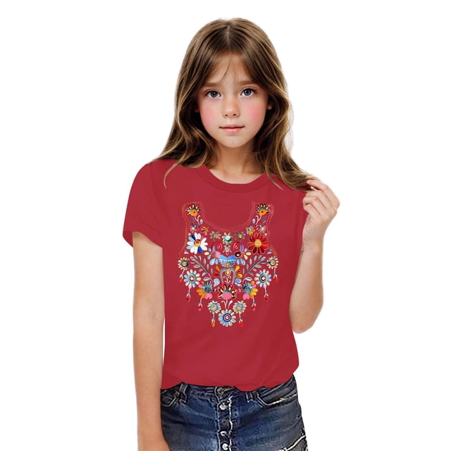 HVOBBTY T-shirt Décontracté à Manches Courtes pour Tout-Petits, T-shirt Mode à Col Rond Imprimé pour Garçons, Rouge, 5 Ans