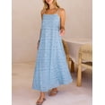 thumbnail image 5 of Merokeety Womens Summer Spaghetti Maxi Dress Sleeveless Floral Lace Eyelet Beach Sundress Blue M Blue m, 5 of 6