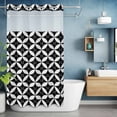 thumbnail image 2 of Abstract Art No Hook Shower Curtain with Snap in Liner Geometric Medieval Circular Modules Black Grey Waterproof Bathroom Shower Curtain with See Through Top Window for Bathtub 36" x 72", 2 of 9