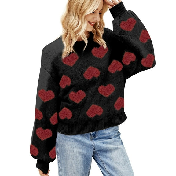 BJUTIR Womens Pullover Sweaters Women'S Valentine'S Day Cute Love Pattern Knit Sweater Soft And Smooth Beautiful Sweater