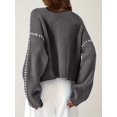 thumbnail image 2 of DO&BE Fashion Women's Casual Gray Knit Pullover Sweater, Size S, 2 of 5