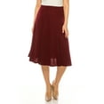 thumbnail image 2 of Women's Plus Size Classic Solid Flared Lightweight Midi A-line Skirt, 2 of 6