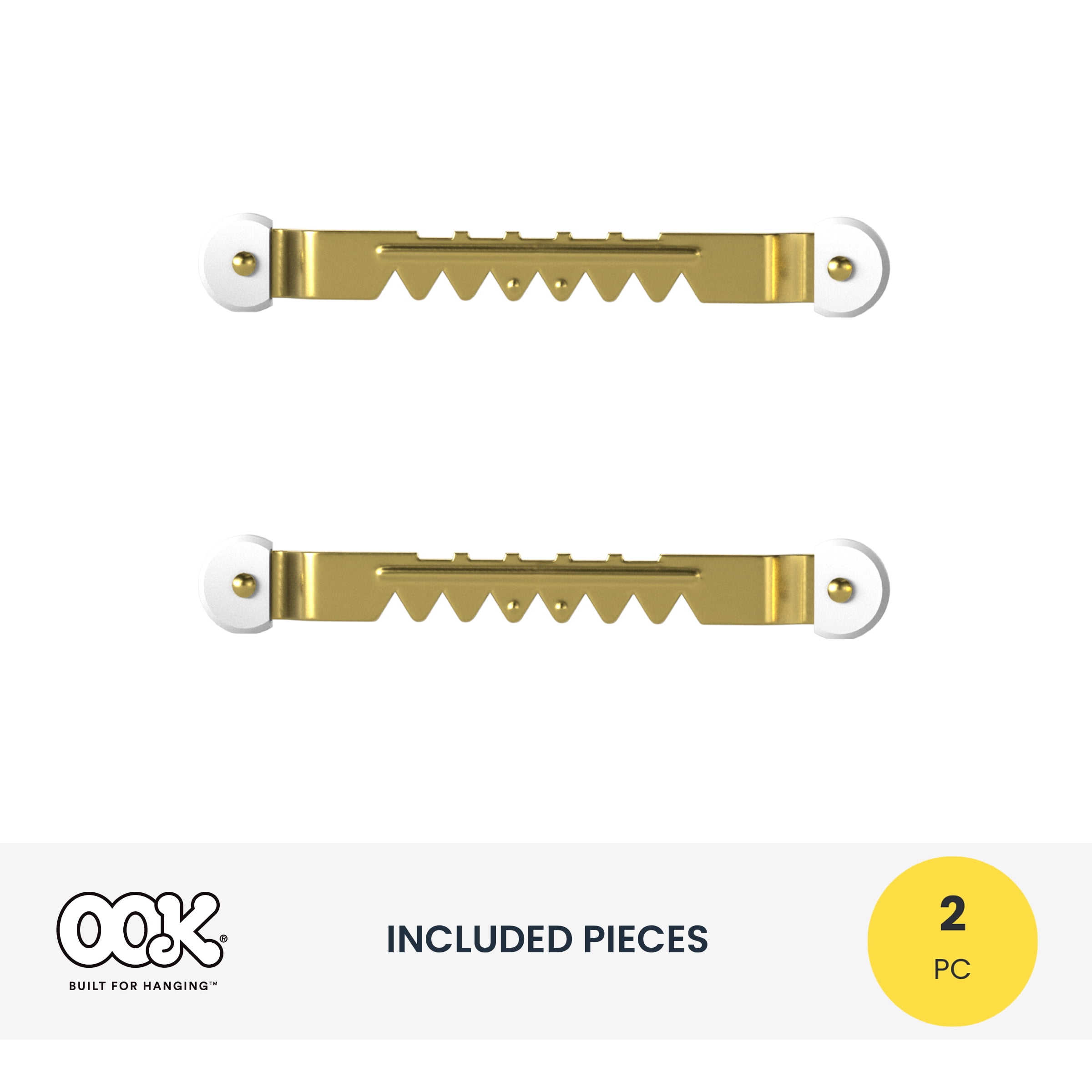 (3 pack) Ook Sawtooth Picture Hangers, Large Mirror Hangers, Steel, Brass, Gold, 2 pack