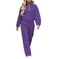 thumbnail image 6 of Jerdar Womens 2 Piece Lounge Sweat Sets Quarter Zip Mock Neck Sweatshirt Wide Leg Sweatpants Oversized Side Pockets Casual Airport Travel Outfits M, 6 of 8