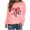 Pink, variant on Women's Long Sleeve Shirts Valentine's Day Heart Love Printed Blouses Casual Crew Neck Pullover Tops