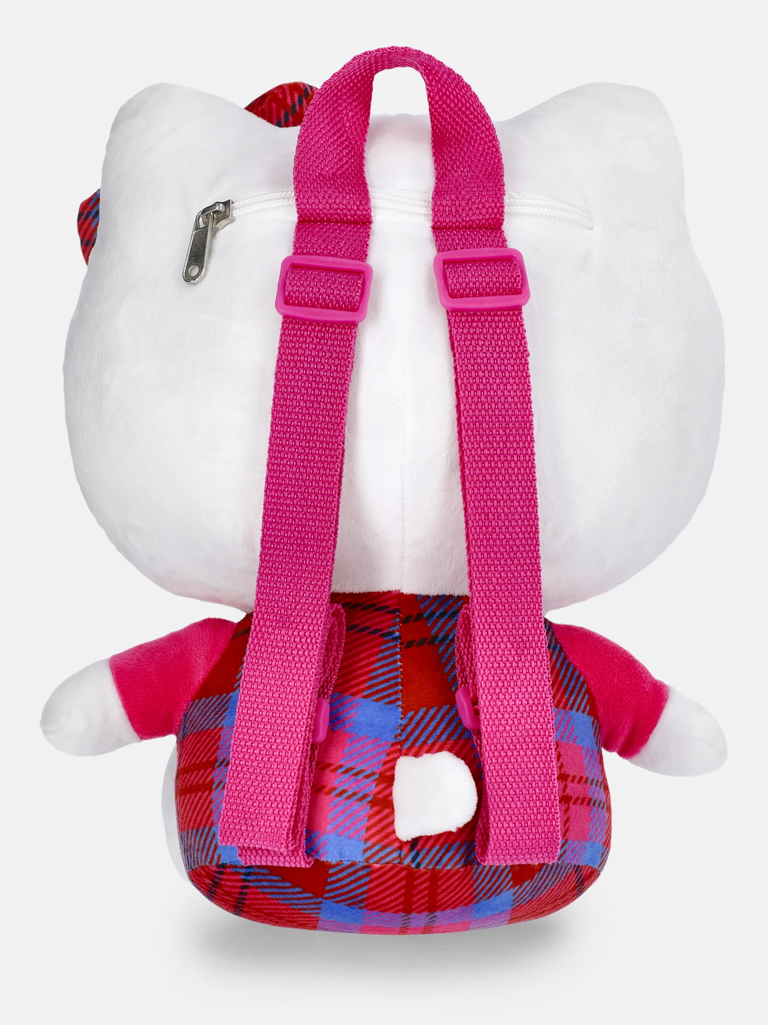 Hello Kitty Girls 14" Plush Backpack, Plaid