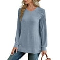 thumbnail image 4 of UVN Sweatshirt for Women Crewneck Pleated Long Sleeve Shirts Tunic Tops, 4 of 9