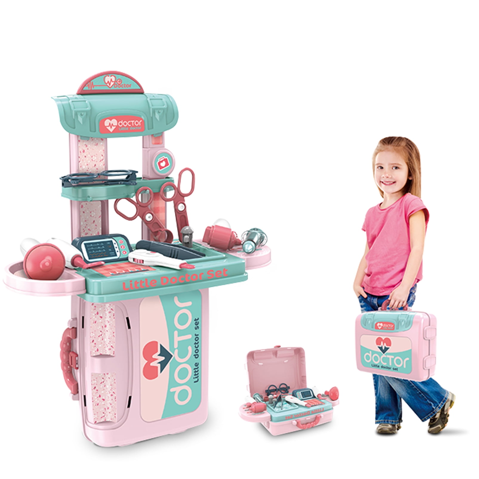 Pretend Play Set Kids Boys Girls Gift Toys 27 Pack Deluxe Doctor Medical Kit 