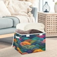 thumbnail image 3 of Yayeee Collapsible Cube Storage Bin with Lid Fabric Closet Decorative Basket with Handles, Colorful Waves Pattern, 3 of 7