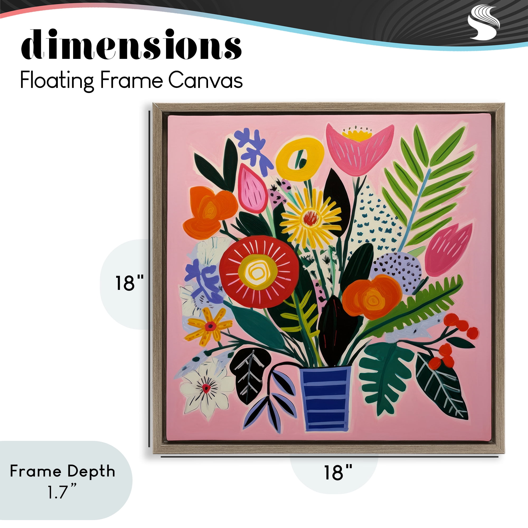 Stupell Industries Floral Flourish Summer Bouquet Brown Framed Floater Canvas Wall Art, design by Lazar Studio
