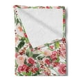 thumbnail image 2 of Floral Soft Flannel Fleece Throw Blanket, Delicate Vibrant Colors Roses Bouquet and Berries Art, Cozy Plush for Indoor and Outdoor Use, 60" x 80", Green Pink, by Ambesonne, 2 of 5