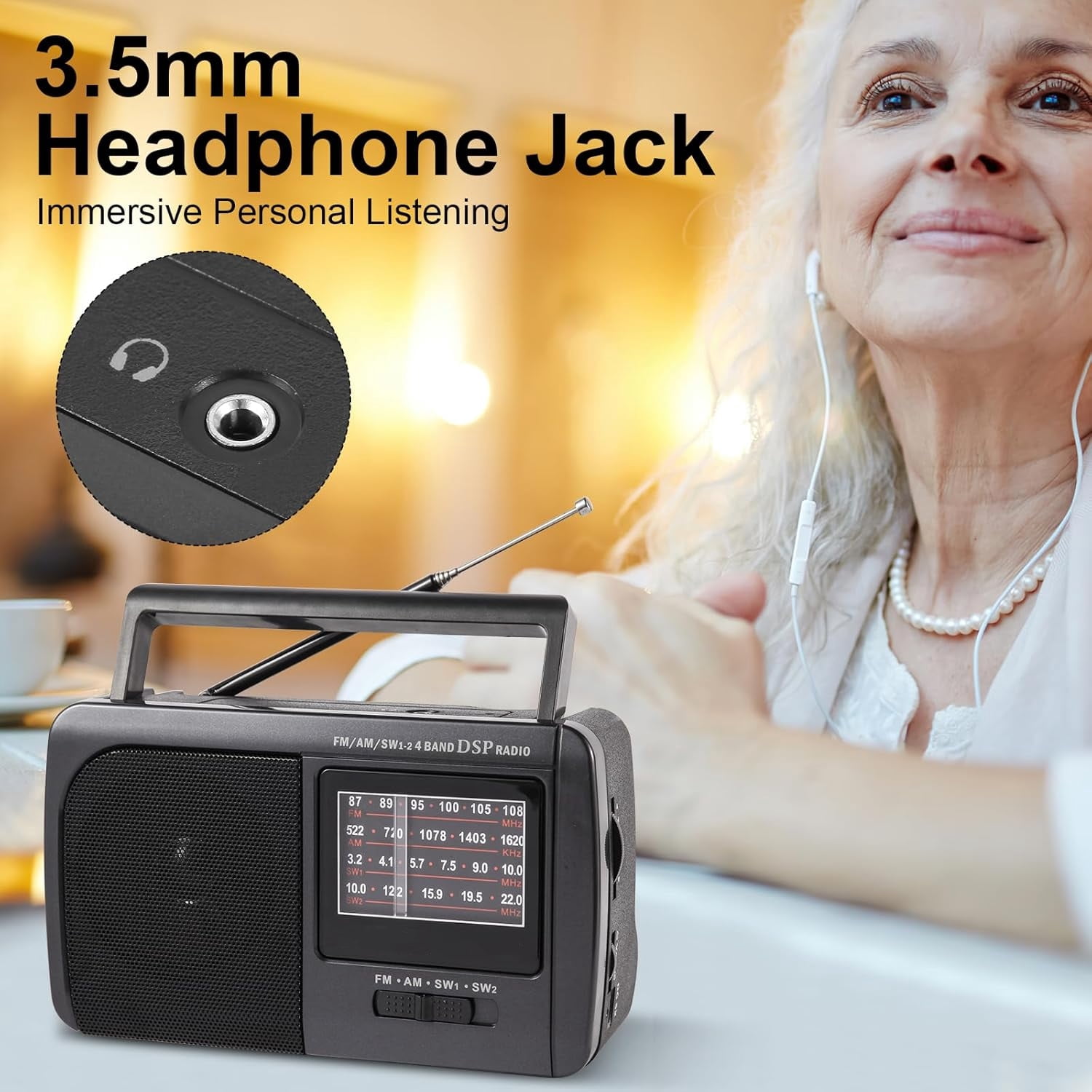 Portable AM FM SW Radio, Retro Transistor Radio, Personal Radio Shortwave Design with 3W Speaker, 3.5mm Headphone Jack,Battery Operated for Home,Outdoor,Emergency Survival,Perfect Gift for Senior,kid