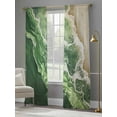 thumbnail image 4 of Dark Green Sheer Curtains 84 inches Long 2 Panels Set Beige Gradient Ocean Wave Abstract Beach Coastal Sheer Window Curtain Rod Pocket Voile Drapes for Living Room/Bedroom, Each 52" W x 84" L, 4 of 7