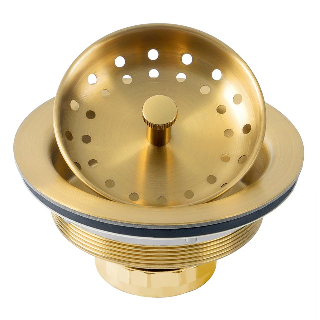 Desagüe para fregadero LQS de acero inoxidable 304, cesta de 9 cm, dorado