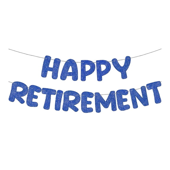Navy Blue Glitter Happy Retirement Banner Pre-Strung Happy Retirement Banner for Official Retired Decor Party Decorations