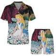 thumbnail image 5 of Alice in Wonderland Women Pajamas Set Short Sleeve Sleepwear Button Down Nightwear Soft Pjs Set with Pockets, 5 of 8