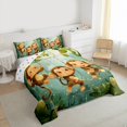 thumbnail image 3 of Feelyou Kawaii Monkey Animal Twin Comforter Sets, Green Leaf Plant Bedding Set, 2 Pieces, 3 of 8