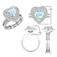 thumbnail image 3 of Dazzlingrock Collection 8mm Heart Aquamarine & Round White Diamond Double Halo Engagement Ring Set for Women (0.65 ctw, Color I-J, Color I1-I2) in 18K White Gold, Size 7.5, 3 of 5