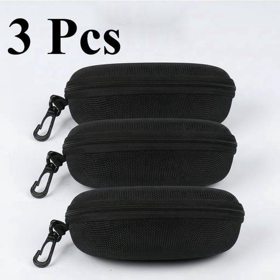 3 Pack Sunglasses Case Portable Travel Zipper Eyeglasses Case Hook