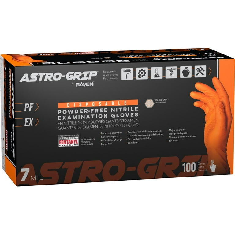 Astro-Grip 66473 Powder-Free Exam Grade Nitrile Disposable Gloves