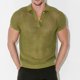 thumbnail image 1 of Camisa Elvqul para Hombre Verde del Ejército Manga Corta Economicas de Color Sólido con Solapa Abotonada, 1 of 9