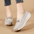 thumbnail image 6 of KELINFONG Trendy Loafers for Women Wedge Heel Casual Flats Slip on Walking Shoes Moccasin Boat Shoes, 6 of 7
