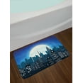 thumbnail image 2 of City Bath Mat, Silhouette Cityscape Under Night Sky with Full Moon Urban Architecture Modern Capital, Plush Bathroom Decor Mat with Non Slip Backing, 29.5" X 17.5", Multicolor, by Ambesonne, 2 of 2