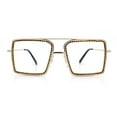 thumbnail image 5 of Rhinestone Jewel Rectangle Metal Rim Chic Blue Light Filtering Computer Eyeglasses Gold Orange Stone, 5 of 8