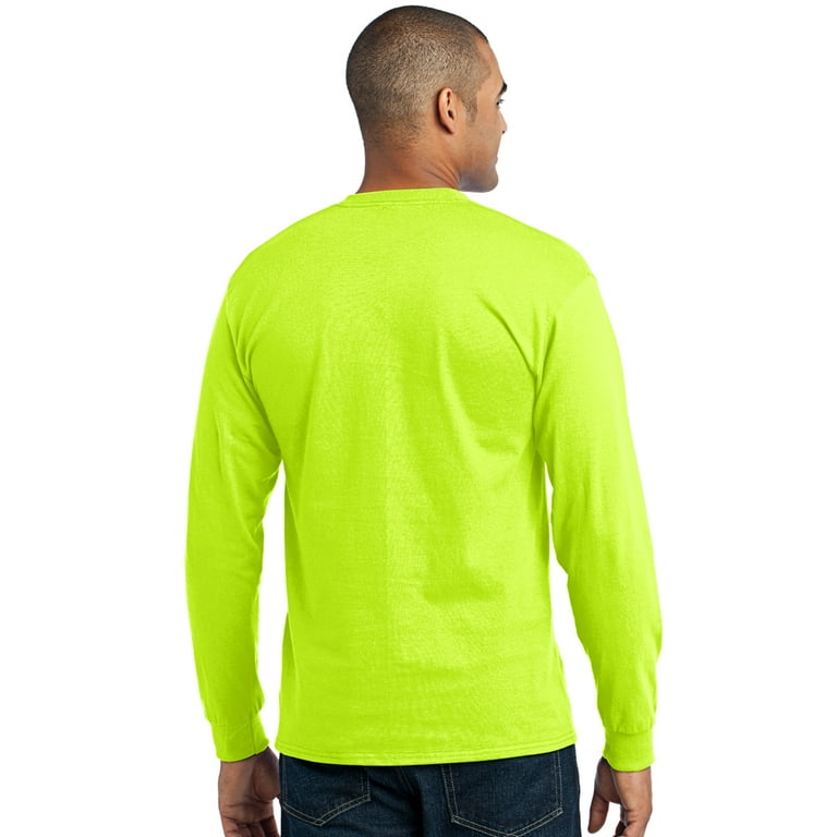 Men's High Visibility Long Sleeve T-shirt - Neon Orange, Large 