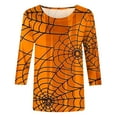 thumbnail image 5 of HKEJIAOI Vêtements d'Halloween pour Femmes Manches Longues Col Rond Imprimé Graphique Décontracté Célébration d'Halloween Haut pour Femmes Orange-3, 5 of 5