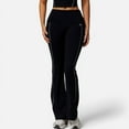 thumbnail image 2 of Women's High Waist Flared Leggings with Contrast Seam Detail and Stretch Fabric - Small, Black, 2 of 7