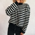 thumbnail image 5 of Women Contrast Striped Pullover Sweater 2025 Fall Outfits Oversized Crew Neck Knit Jumper Tops, 5 of 5