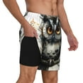 thumbnail image 2 of Balery Whimsical Owl On Branch Bañador para hombre, shorts de playa de secado rápido con entrepierna y forro de compresión-3X-Large, 2 of 6