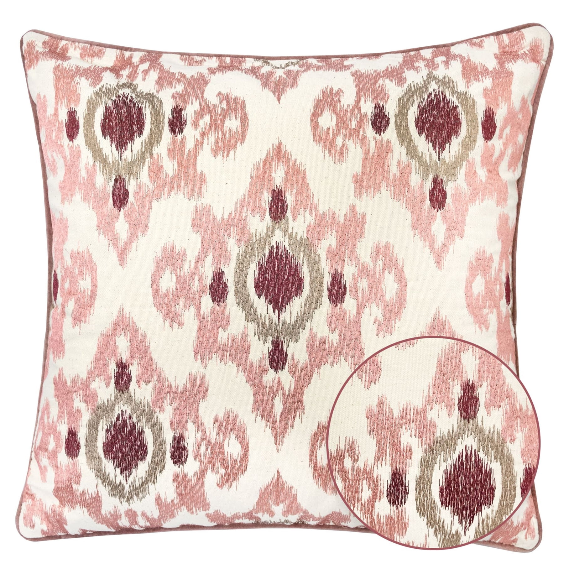 Rayana Peach Graphic Polyester 20 in. x 20 in. Throw Pillow
