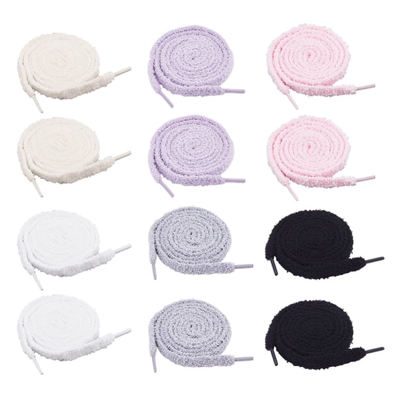 6 Pairs 6 colors Polyester Shoelace Bands Flat Fuzzy Shoe Laces Mixed color 1180~1220x8.5~12.5x3.5mm 1 pair/color 1set