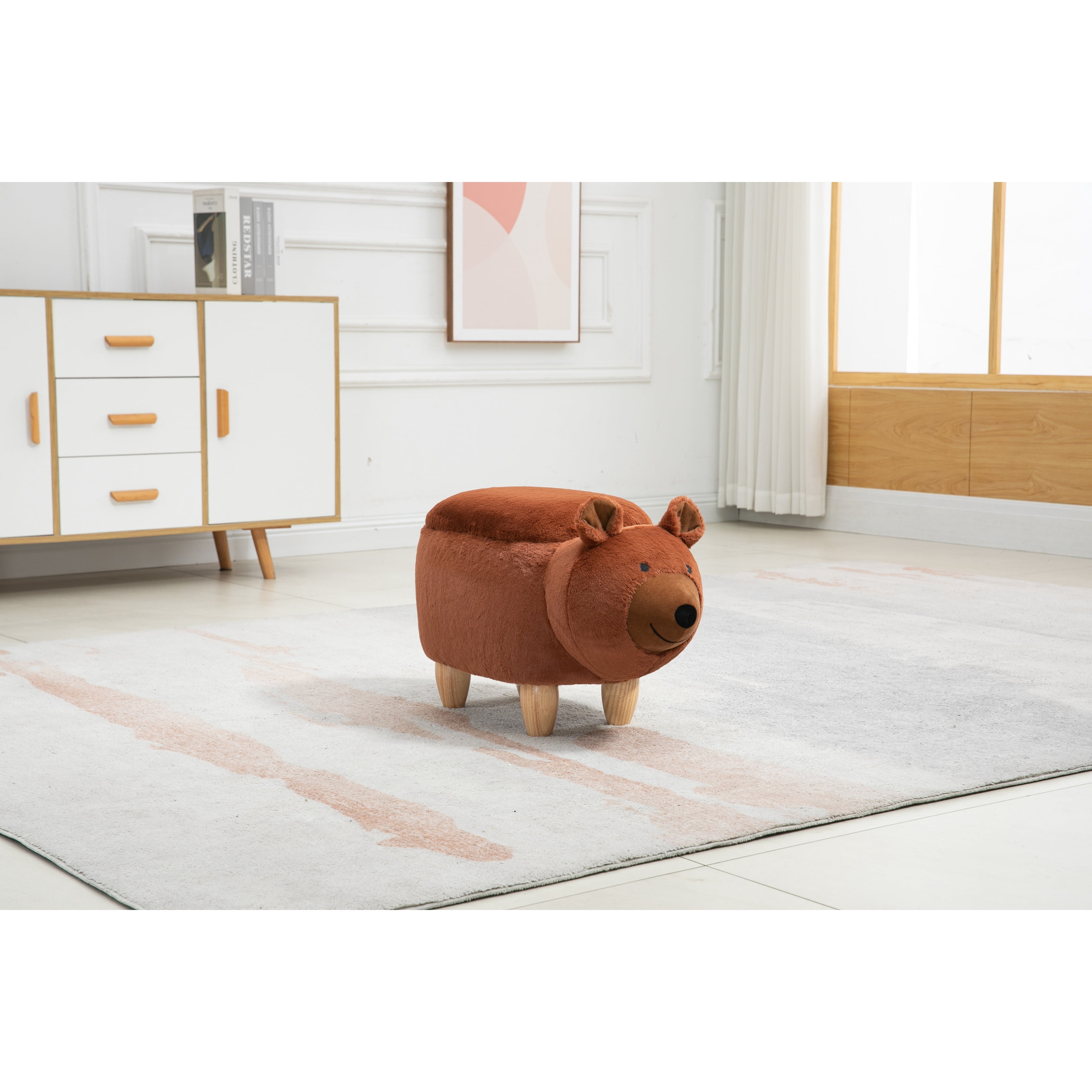 Animal Upholstered Storage Kids Ottoman Bear Ottoman