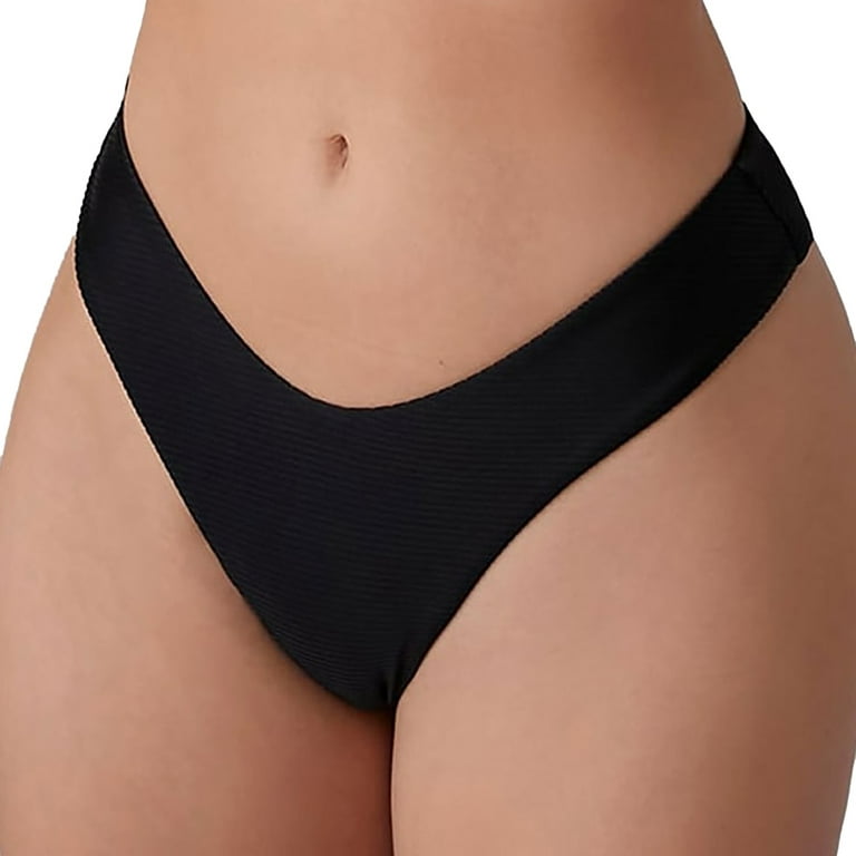 B91xZ Thong Bikini Bottom Bikini Bottom for Women Swimsuit Mid Rise High  Cut Banded Bathing Suit Black,S 