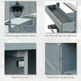 thumbnail image 6 of Farmhouse Outdoor Kitchen Island, Rolling Bar Cart & Storage Cabinet with Stainless Steel Top, Solid Wood Outdoor Grill Table with Spice Rack Storage Shelf Towel Rack for Kitchen & Barbecue, Grey Blue, 6 of 9