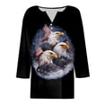 thumbnail image 6 of GEWSEY America 250 Tshirt 3/4 Sleeve Tops V Neck Independence Day Shirts Patriotic Pattern Tunic Tops (Black, L), 6 of 8