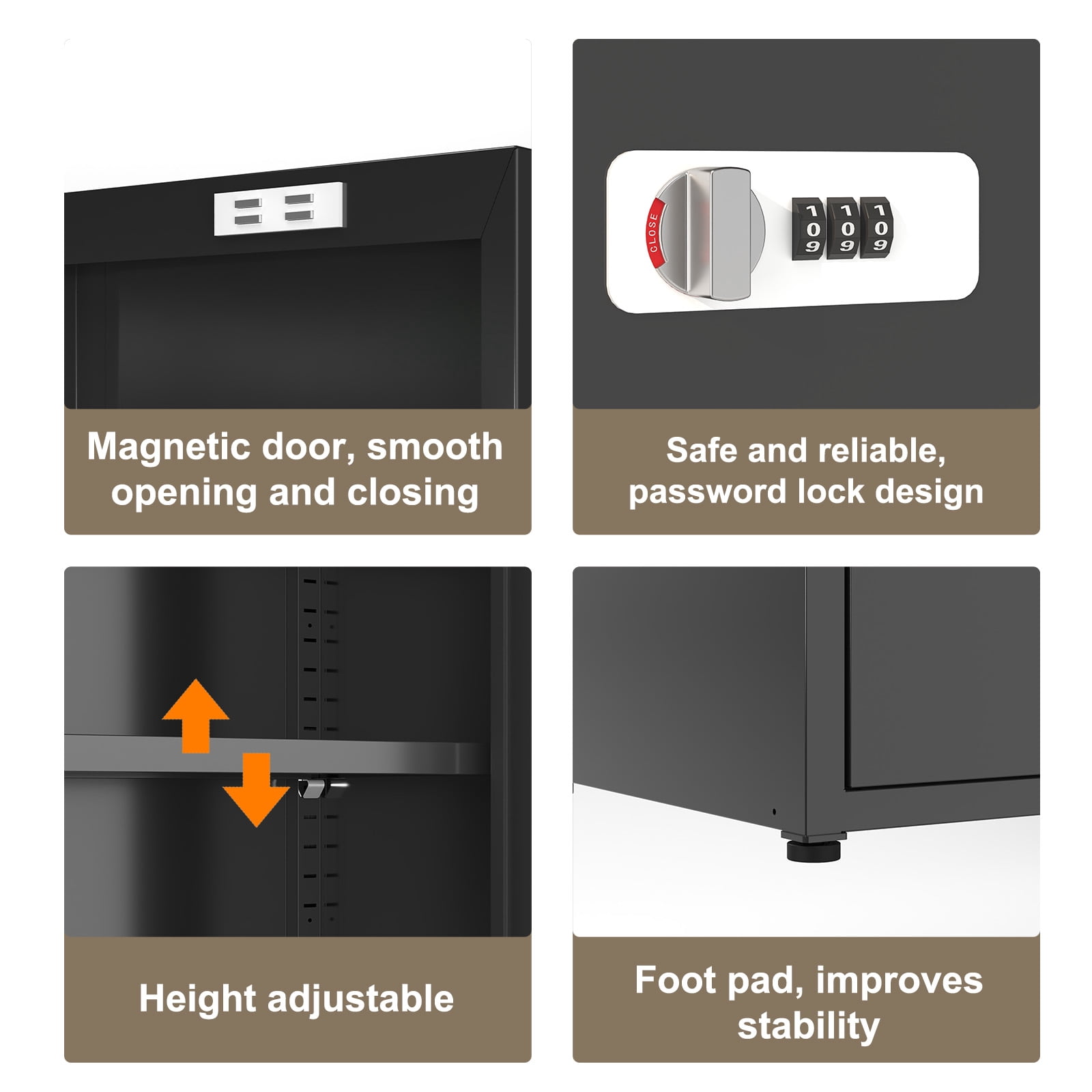 Metal Locking Storage Cabinet with Dial Lock, 34.6” Tall Steel Locker with 2 Adjustable Shelves, Stackable Design for Home Office Bathroom Kitchen Utility Room