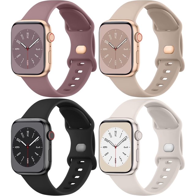4 bandas de silicona líquida compatibles con Apple Watch Band 49/46/ 41/ 45/ 38/ 42/ 40/ 44mm Mujeres Hombres, correas de repuesto suaves compatibles con iWatch Ultra 2Series 10 9 8 7 SE 6 5 4 3 2 1