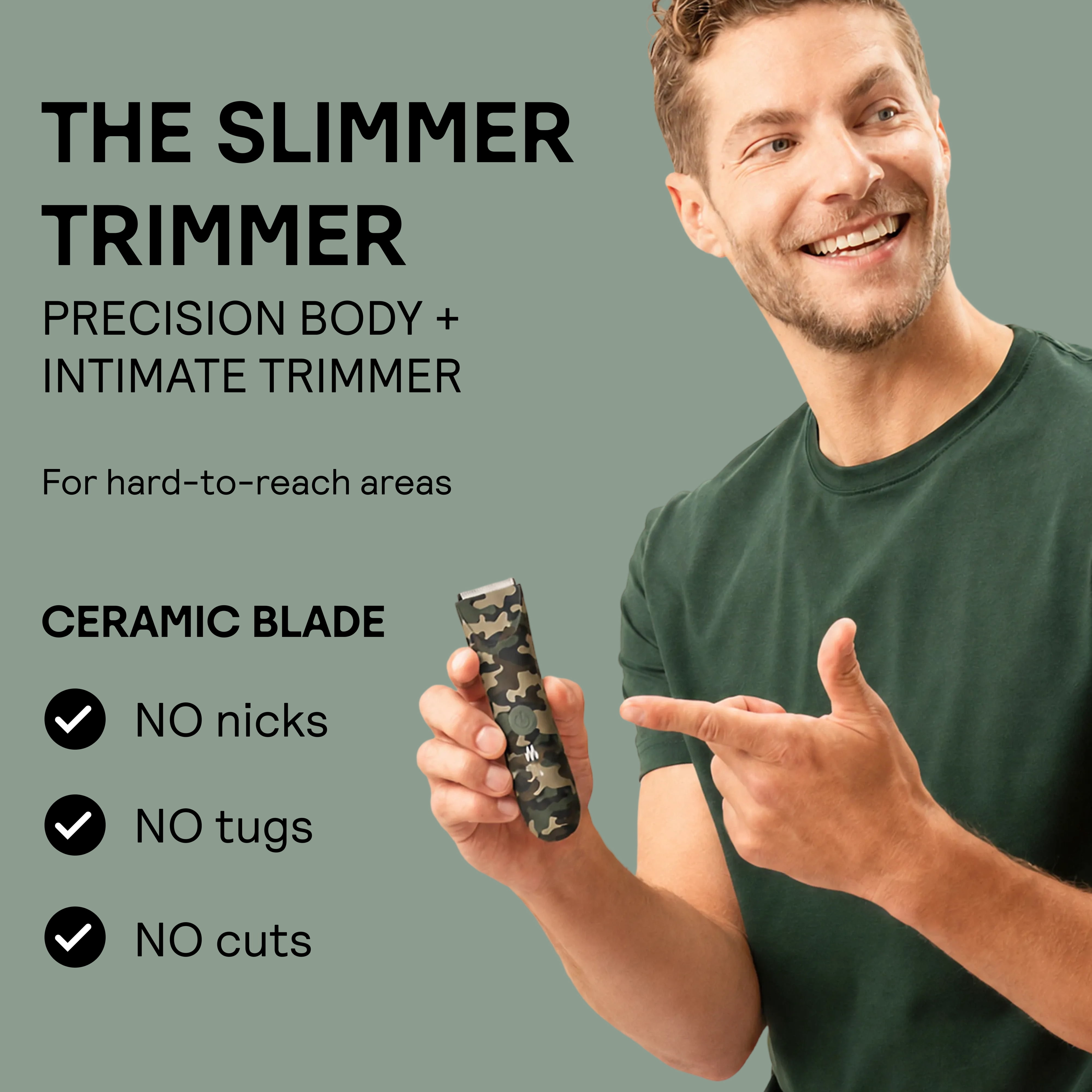 Meridian Slimmer Trimmer Bikini & Body Hair Grooming Shaver, USB Rechargeable Electric Shaver for Women & Men, Forest Camo