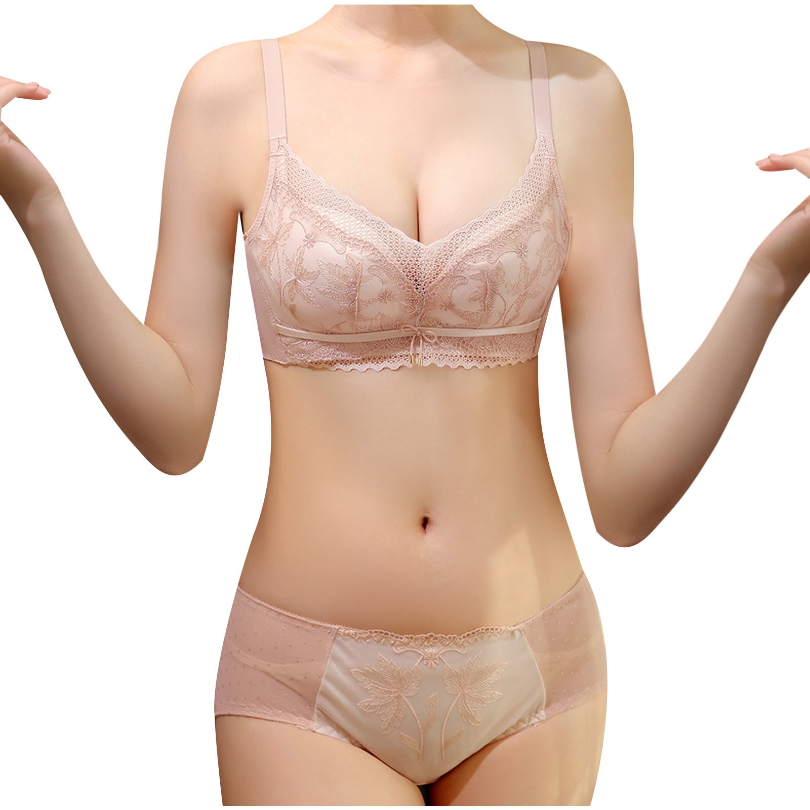  Pink B75 Women's Bra, Shorts, Underwear, Top and Bottom Set,  Women's Wire Included, Underpants, Soft, Room Wireless, Wedding, Cording,  Pan, Exquisite with Cleavage Hook, No See-Through, Legacy, Back, Beautiful,  Elegant, Cotton
