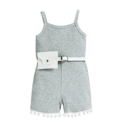 

Fsqjgq Toddler Girls Jumpsuit Toddler Girls Sleeveless Romper Solid Ribbed Tassels Jumpsuit Belt Waist Bag Outfits Romper Jumpsuit Baby Girl Cotton Blend Grey 100