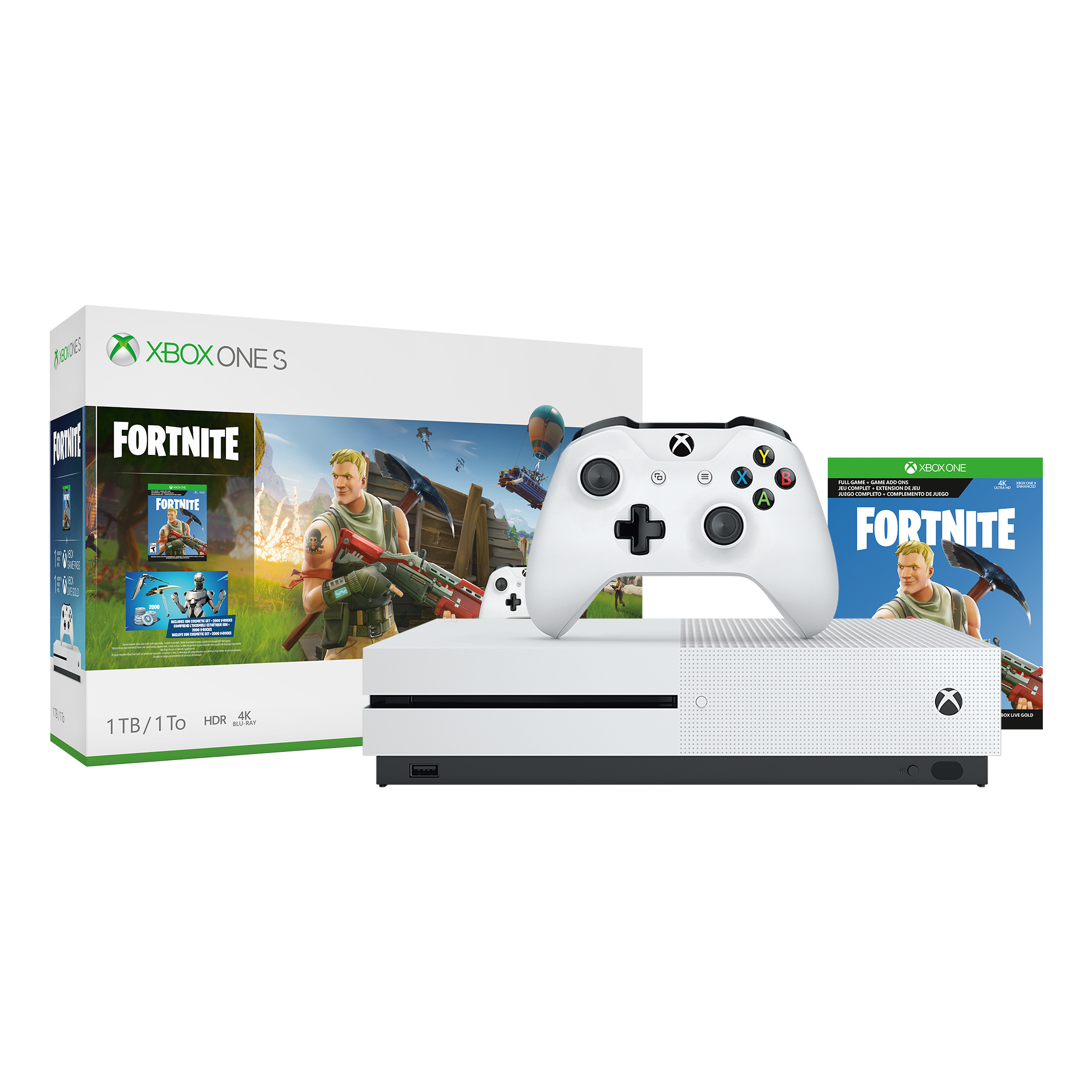 Microsoft Xbox One S 1TB Fortnite Bundle, White, 234-00703 - image 3 of 16