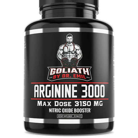 Goliath by Dr. Emil ARGININE 3000 - L Arginine (3150mg) Highest Pill Form Dose - Nitric Oxide Supplement for Muscle Growth, Vascularity &