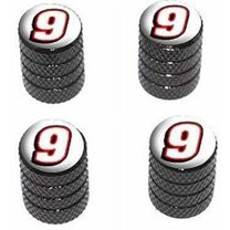 9 Number Nine Tire Rim Wheel Aluminum Valve Stem Caps, Multiple Colors